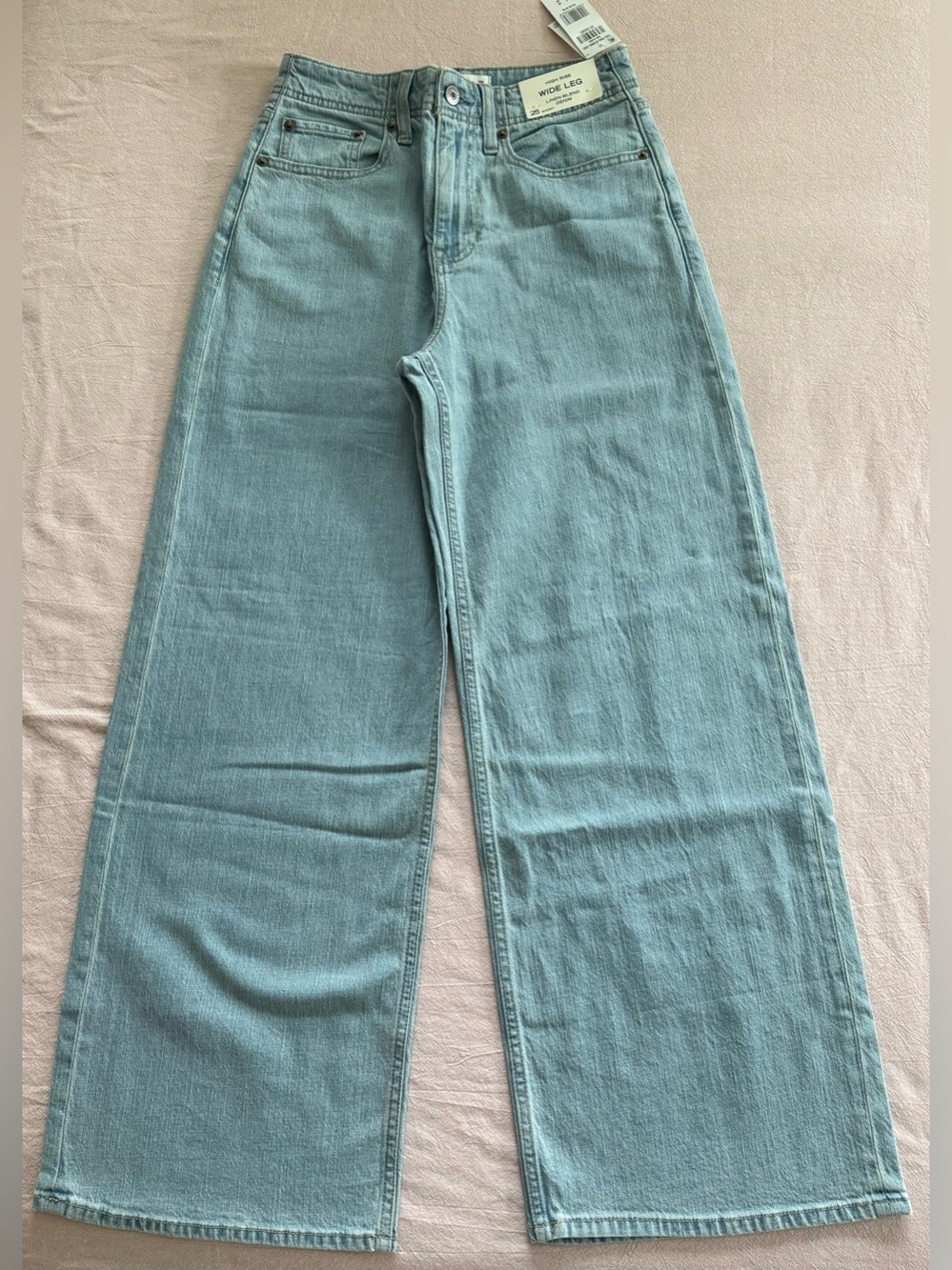 Abercrombie & Fitch Linen-Blend High Rise Wide Leg Jeans Light NWT 25 Short
